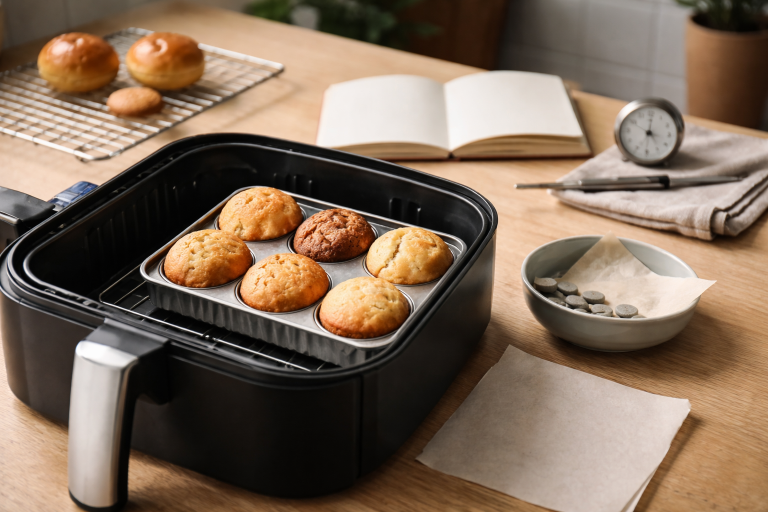 Bage i airfryer uden drama: min konverteringsregel til boller, muffins og småkager