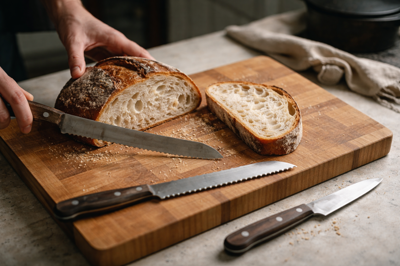 Brødkniven der redder din krumme: købsguide og skæreteknik til hjemmebag