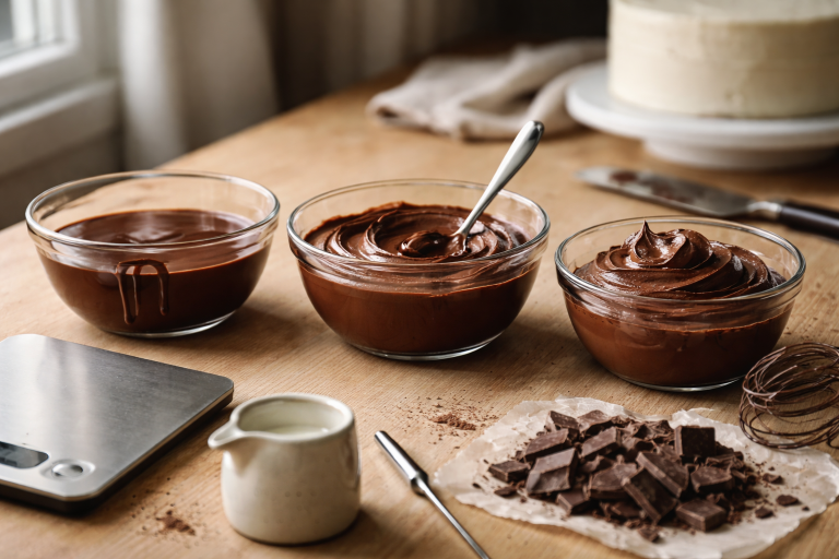 Ganache uden panik: De 3 ratioer jeg altid falder tilbage på (drip, fyld og pisket frosting)