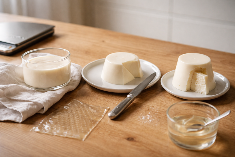 Panna cotta med ro på fra flydende suppe til blød skæreske