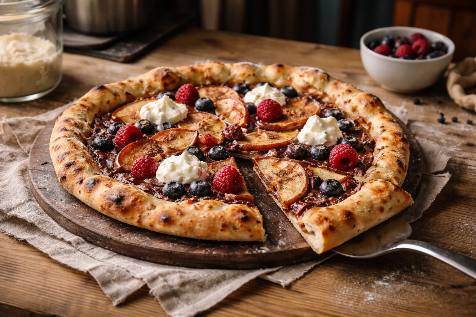 Dessertpizza: pizza med sødt fyld, sprød bund og den rette bagetid