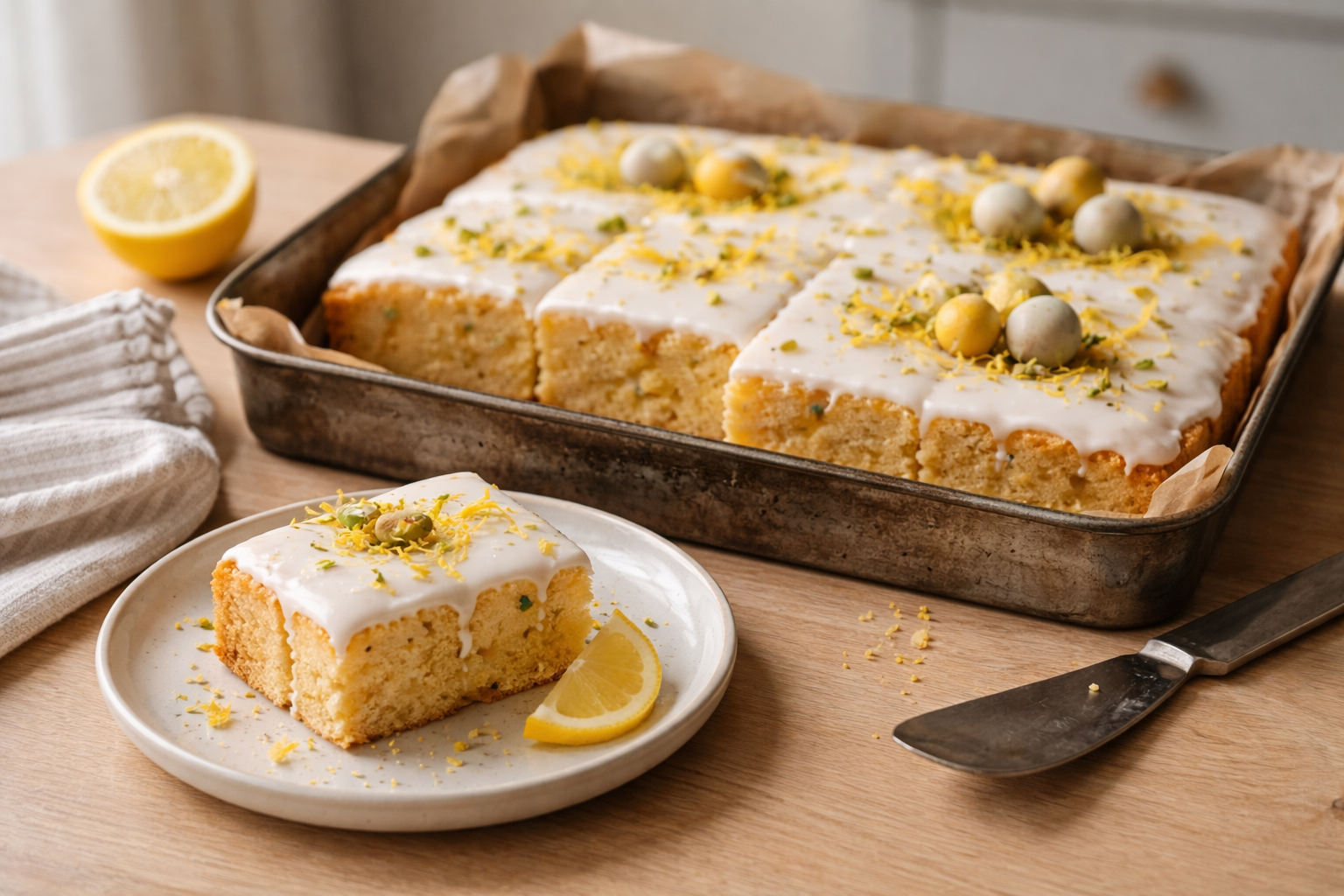 Påskekage med citron og marcipan - nem, saftig og klar dagen før